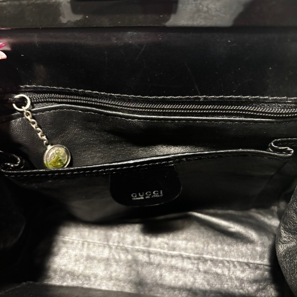 Vintage 1990s Gucci Black Patent Leather Top Handle Bag - Picture 2 of 5